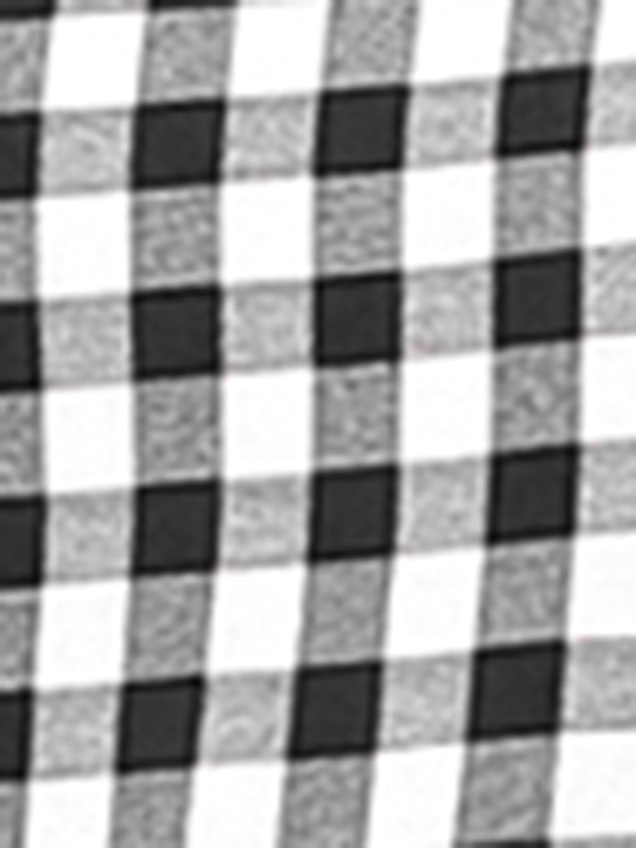 Summer Ruffle Neck Lace Panel Short Sleeve Check Gingham Dress