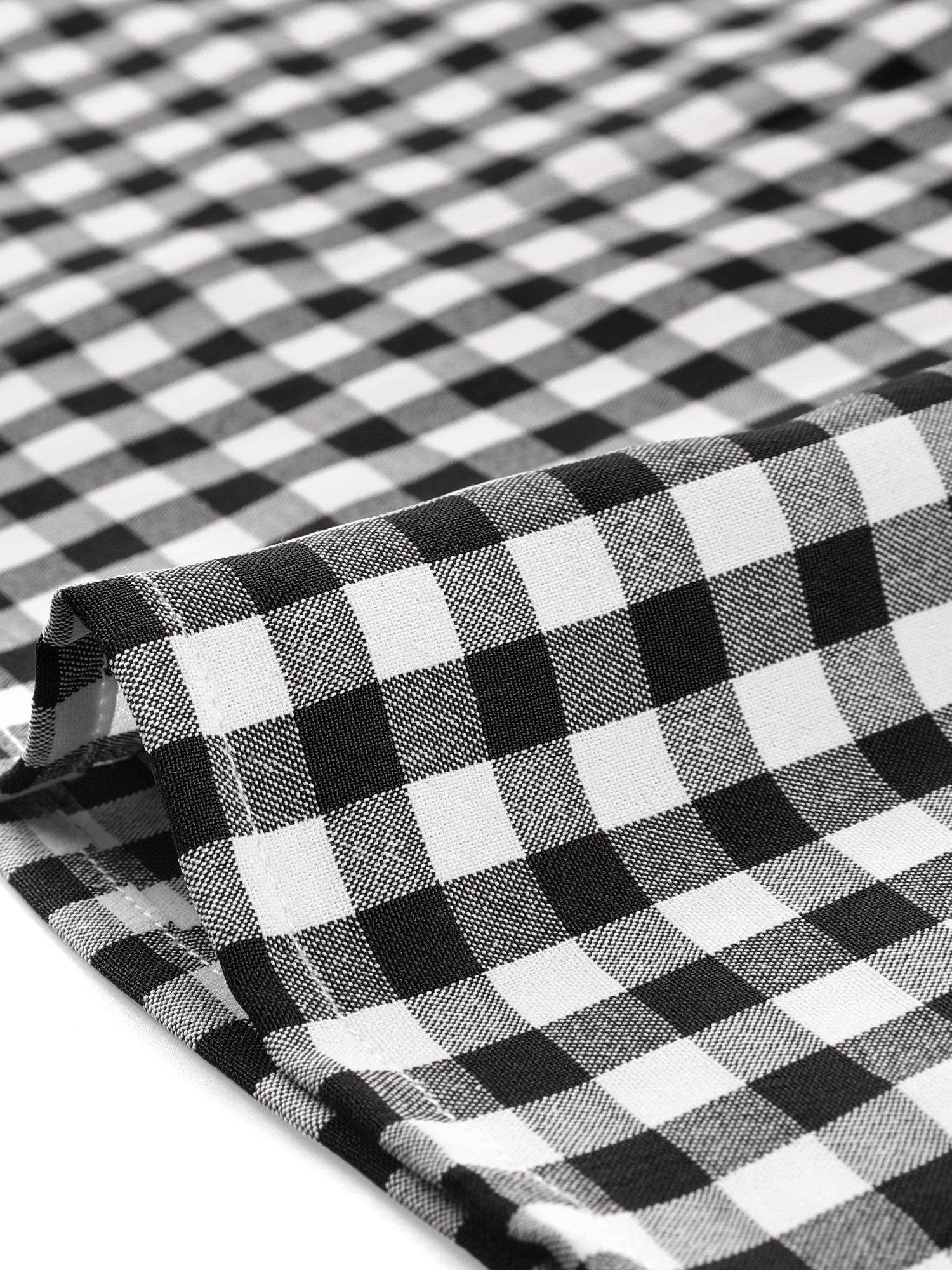 Summer Ruffle Neck Lace Panel Short Sleeve Check Gingham Dress