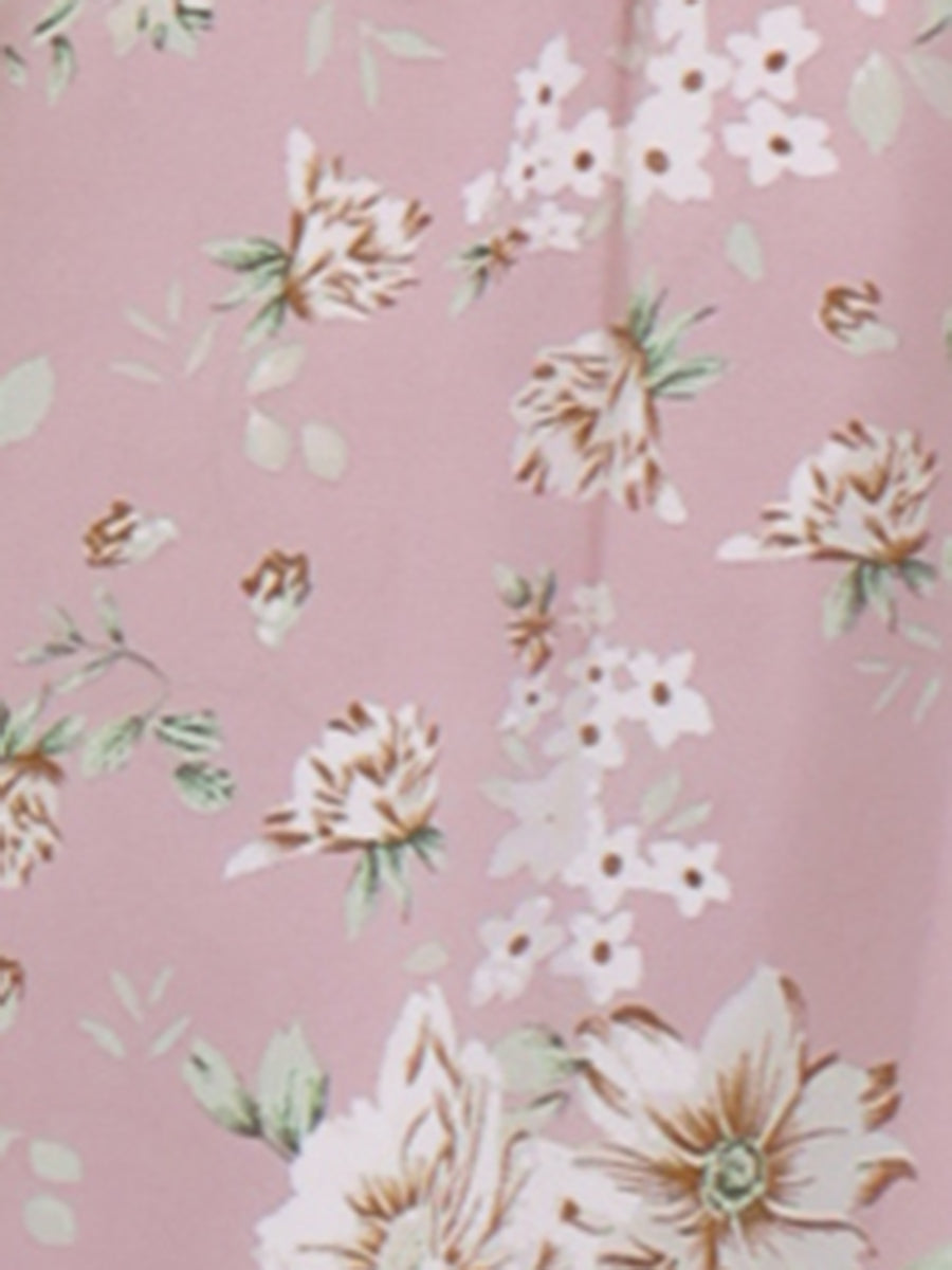 Ruffle Sleeve V Neck Above Knee A-Line Floral Chiffon Dress