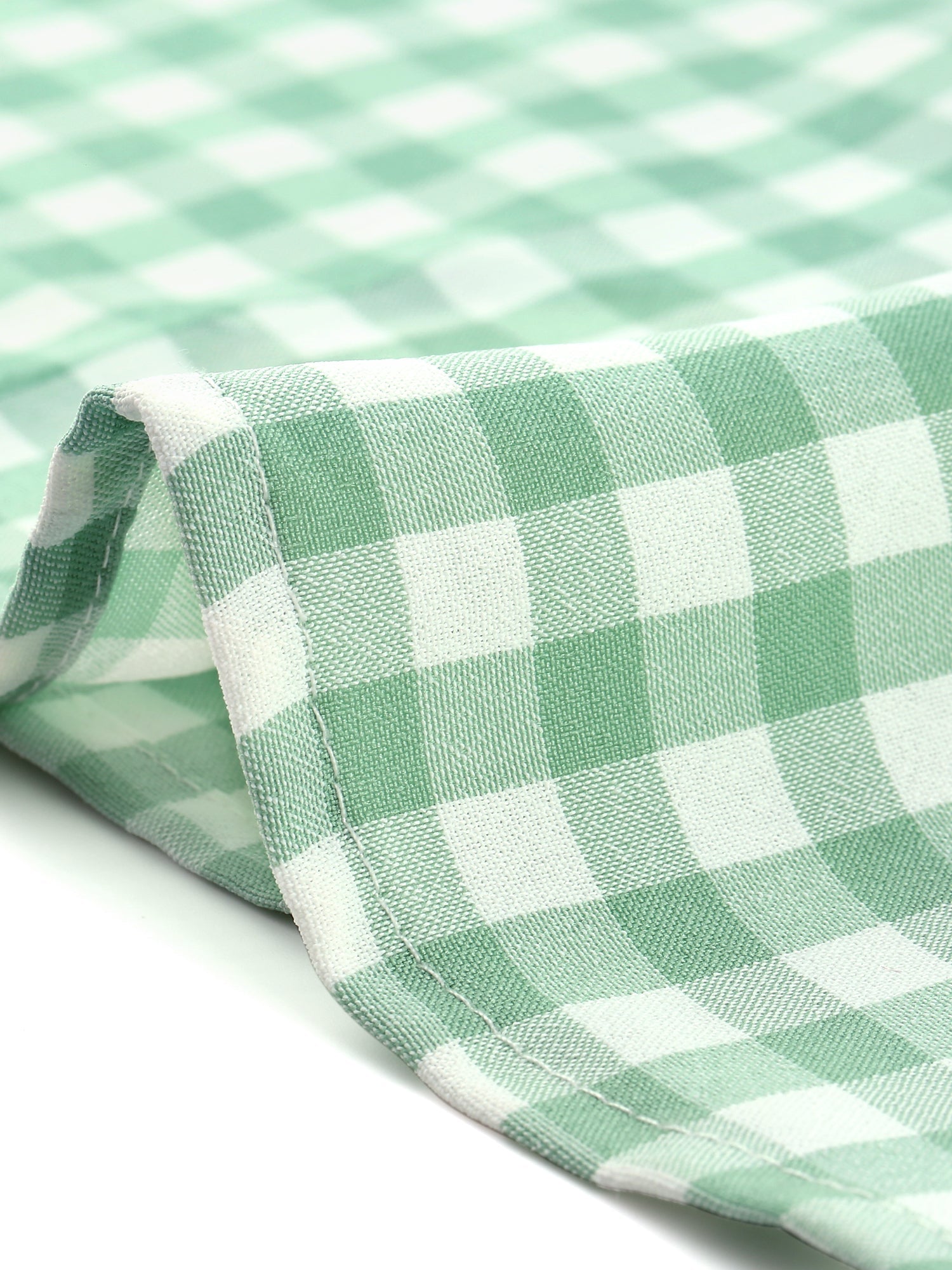 Summer Ruffle Neck Lace Panel Short Sleeve Check Gingham Dress