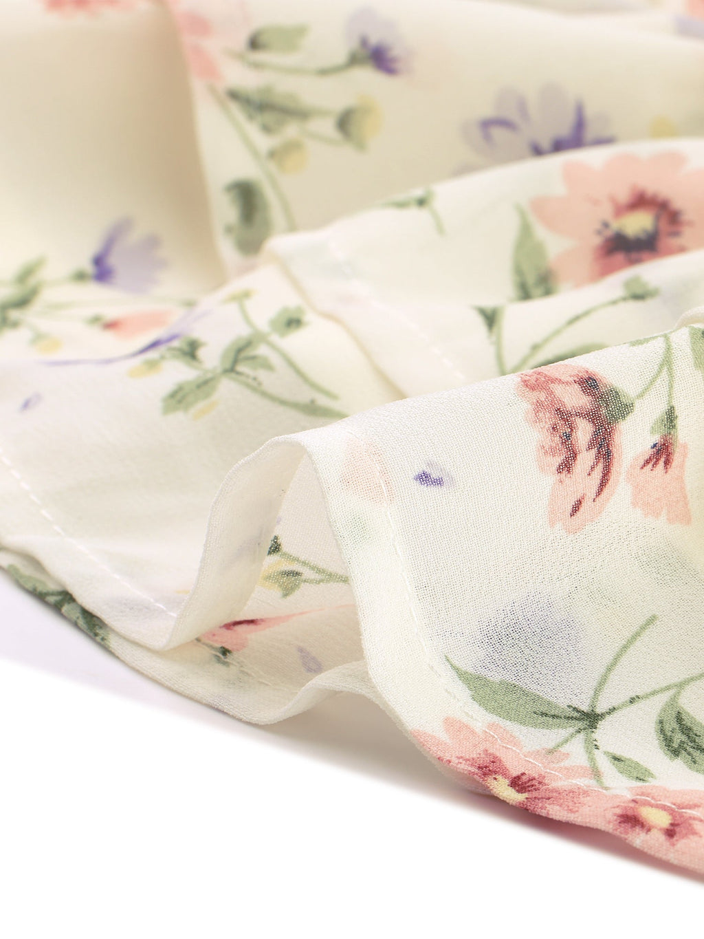 Ruffle Sleeve V Neck Above Knee A-Line Floral Chiffon Dress