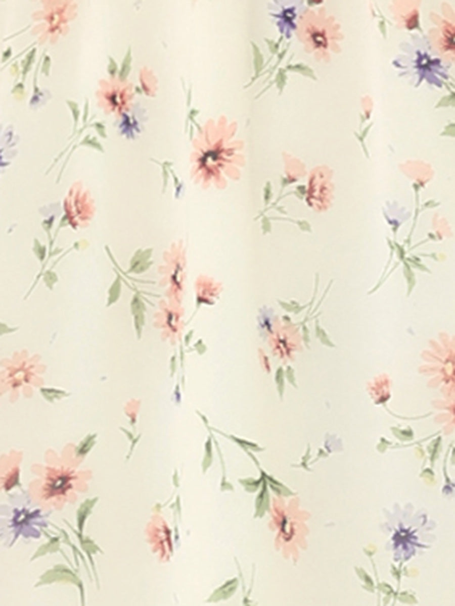 Ruffle Sleeve V Neck Above Knee A-Line Floral Chiffon Dress
