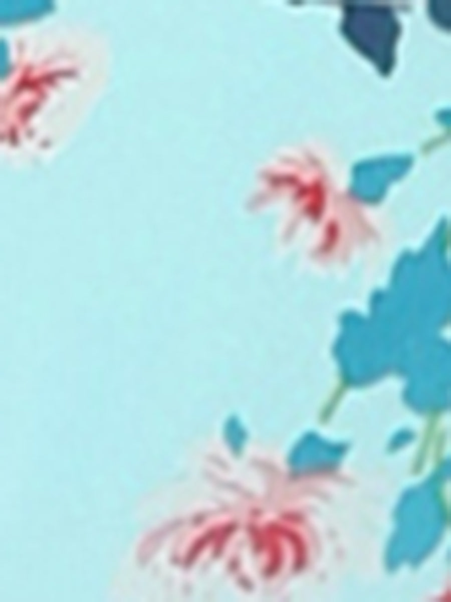 Floral Smocked Waist Sheer Sleeve Ruffle Layers Chiffon Dress