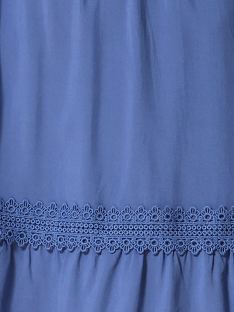 Boho Puff Sleeve V Neck Smocked Waist Ruffled Tiered Dress