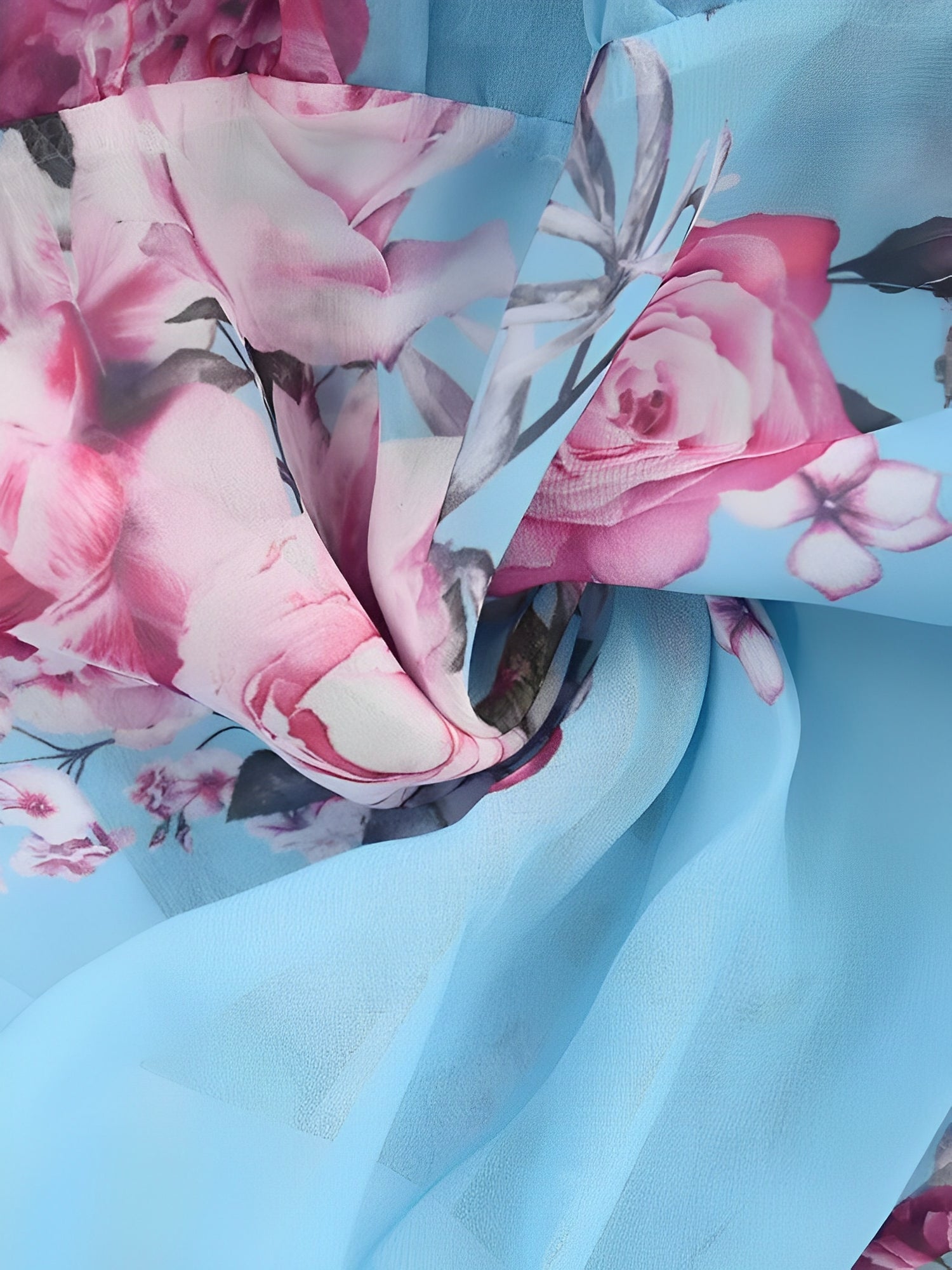 Floral Cold Shoulder Ruffled Mini Chiffon Dress